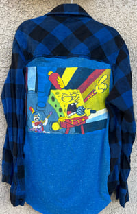 Children’s Vintage Blue/Black Flannel Shirt Sponge Bob