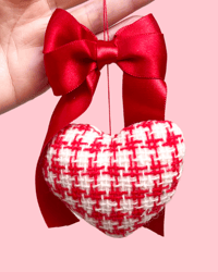 Image 2 of My Heart To Yours Ornament Vintage houndstooth Wool 