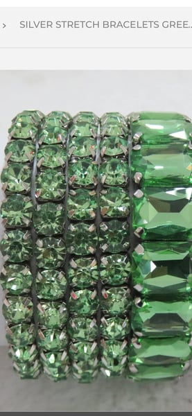 Image of  SILVER STRETCH BRACELETS GREEN STONES