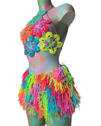 Image 3 of Rainbow fuzz skirt