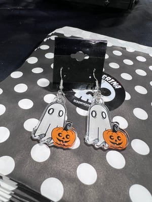 Ghost and Jack O Lantern  acrylic earrings Halloween Pumpkin