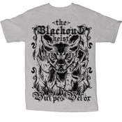 Image of THE BLACKOUT HEIST WHITE FOX T-SHIRT (X-LARGE ONLY)