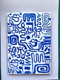 Lino Print Blue & White