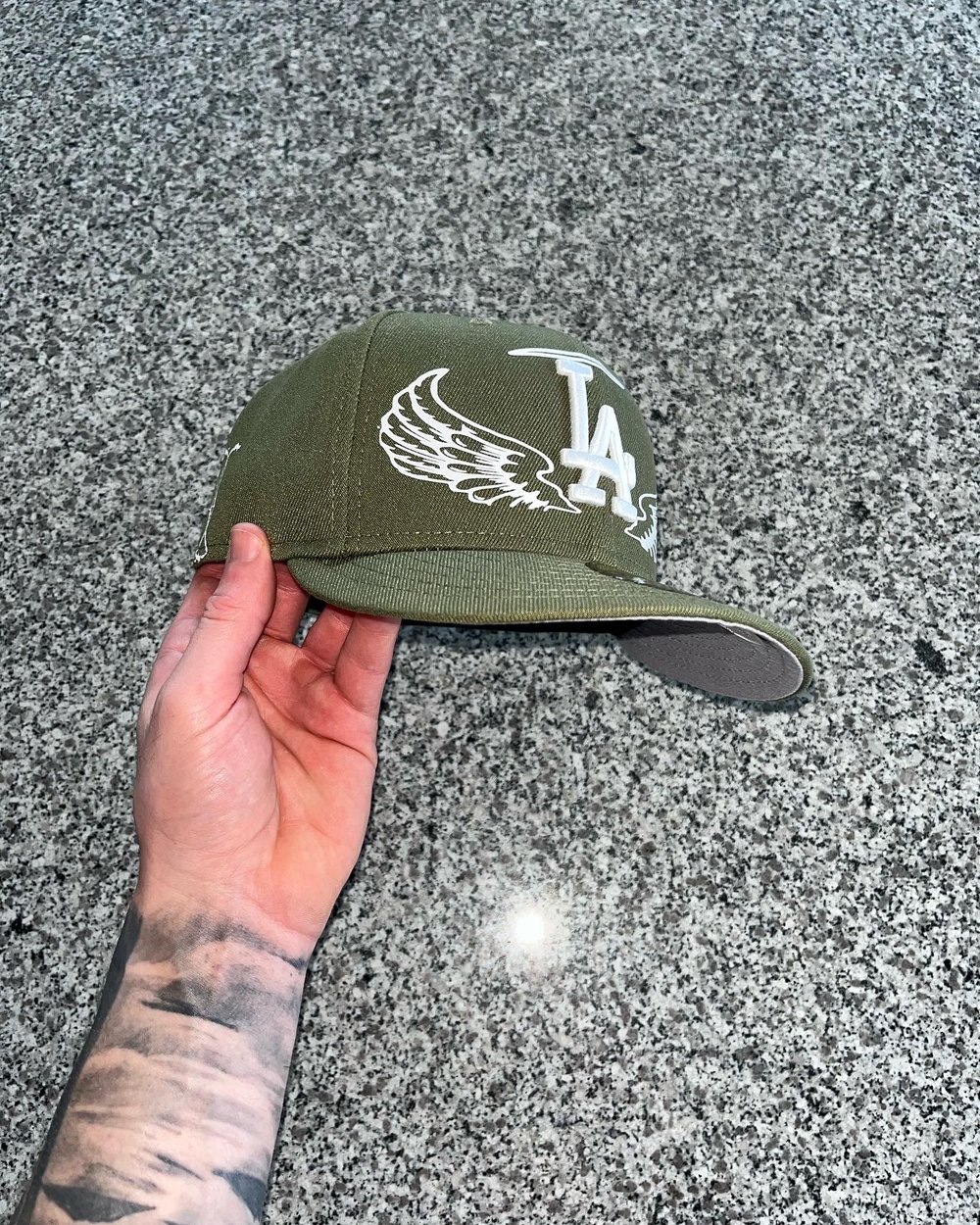 Image of OLIVE LA DODGERS CUSTOM FITTED CAPS