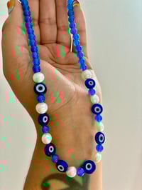 Image 2 of 💙Blue Agate Evil Eye choker💙