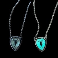 Glow in the Dark Heart Shaped Scorpion Necklace
