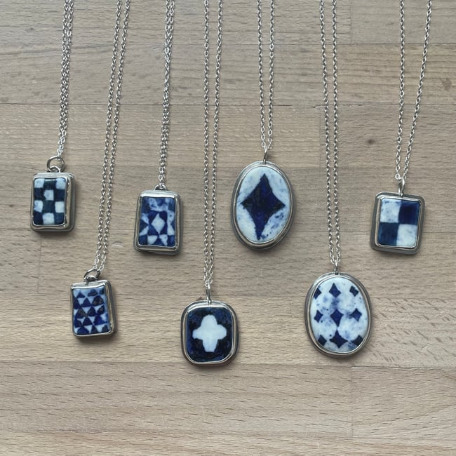 Porcelain silver necklace 7
