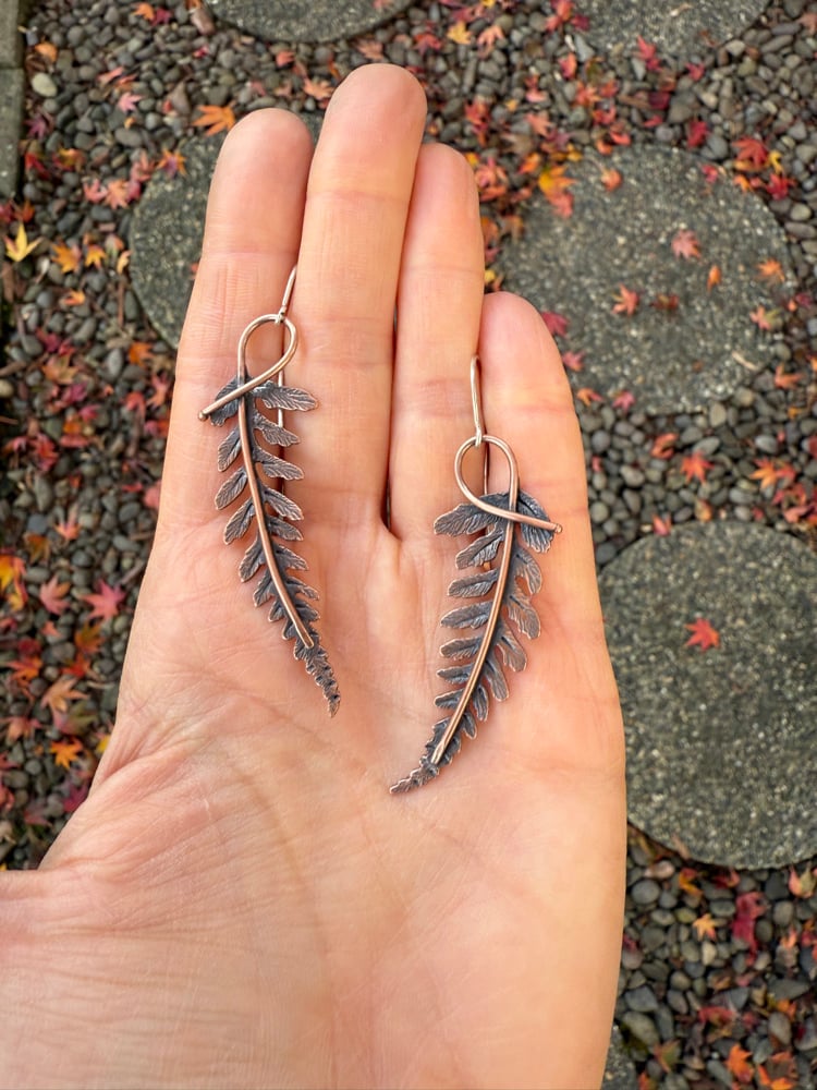 Image of Copper Autumn Fern Dangle Earrings