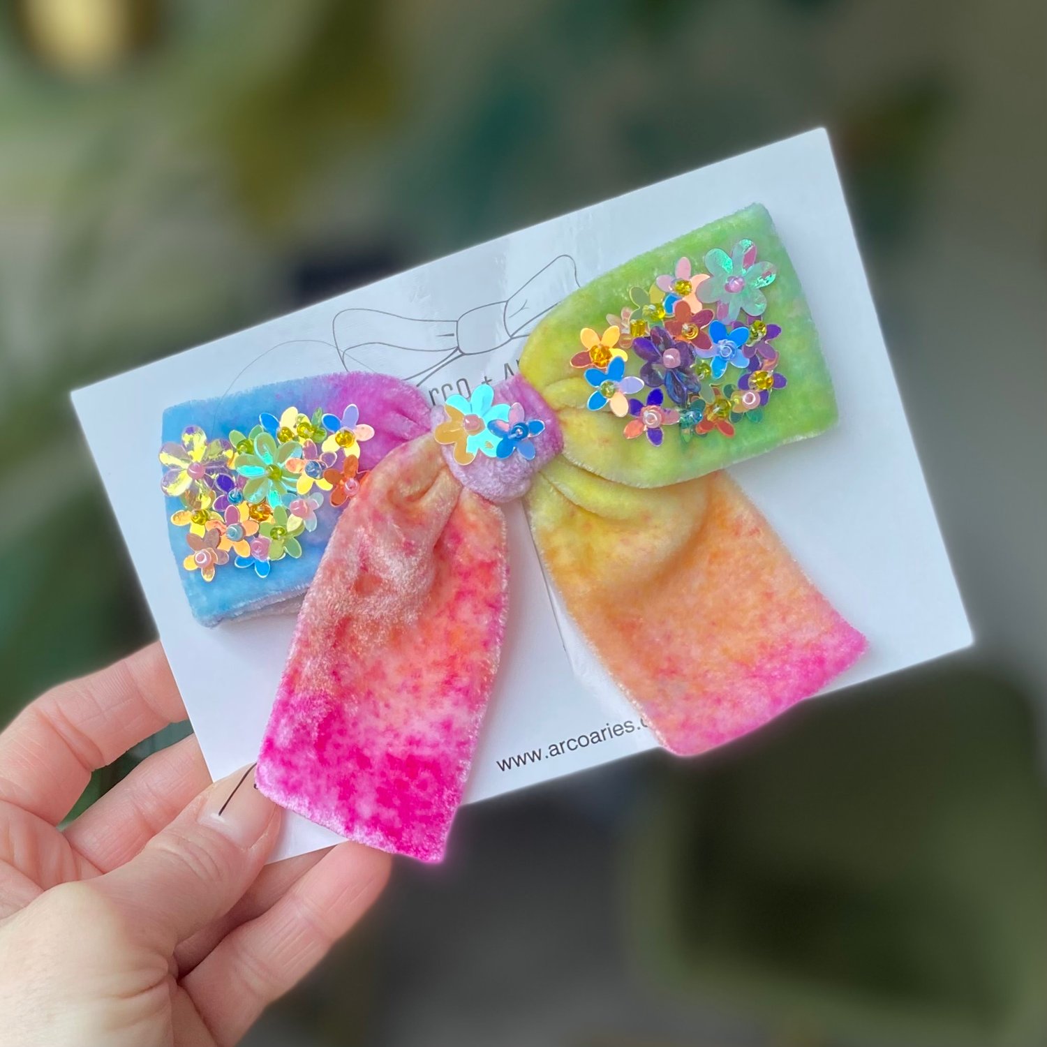 Image of May Flowers specialty dyed and Embellished Silk Velvet