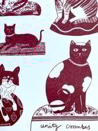Image 3 of Staffordshire Figure Cats Risograph Print