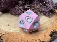 Image 4 of Pastel Pink and Mint Death Save D20 Dice for Dungeons and Dragons