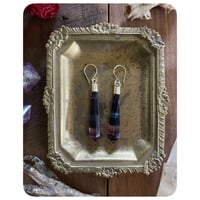 Image 1 of Solid Brass and Fluorite Drop Earrings 