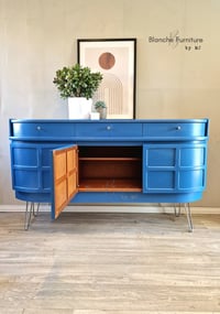 Image 5 of Luxurious, Large Nathan Curved Sideboard in a vibrant blue