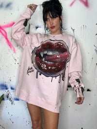Image 3 of “BLOODTHIRSTY” CUSTOM PAINTED SWEATSHIRT SIZE XL