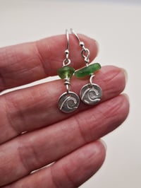 Image 4 of Sea Glass and Wave Charm Earrings