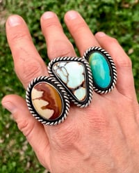 Image 5 of Turquoise Heavy Twist Rings (Made to Order) 