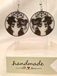 Image 4 of Handcrafted Resin Glow In The Dark Skeleton Couple Earrings 