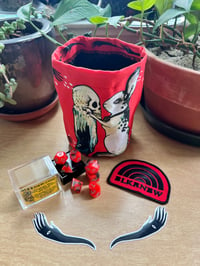 Image of Golden Skull dice bag with dice colab with Blkrnbw