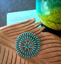 Image 1 of Round machine-cut needlepoint pin/pendant