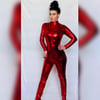 Worn Red Shiny Sexy Metallic Jumpsuit + Free Signed 8x10