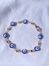 Blue Protect Me Evil Eye Beaded 14K Gold Plated Bracelet