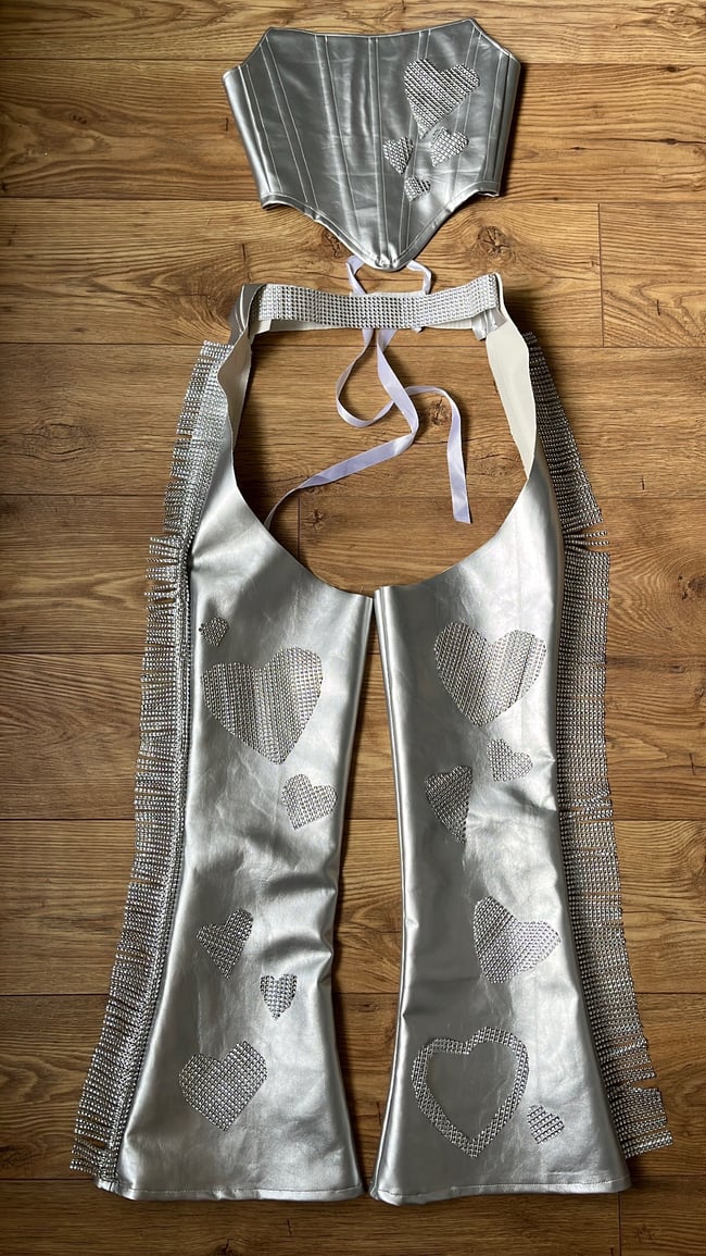 Handmade Space Top featuring rhinestone heart details