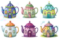 Image 1 of Teapot Houses Mini Diamond Painting Kit by ChristyCreative