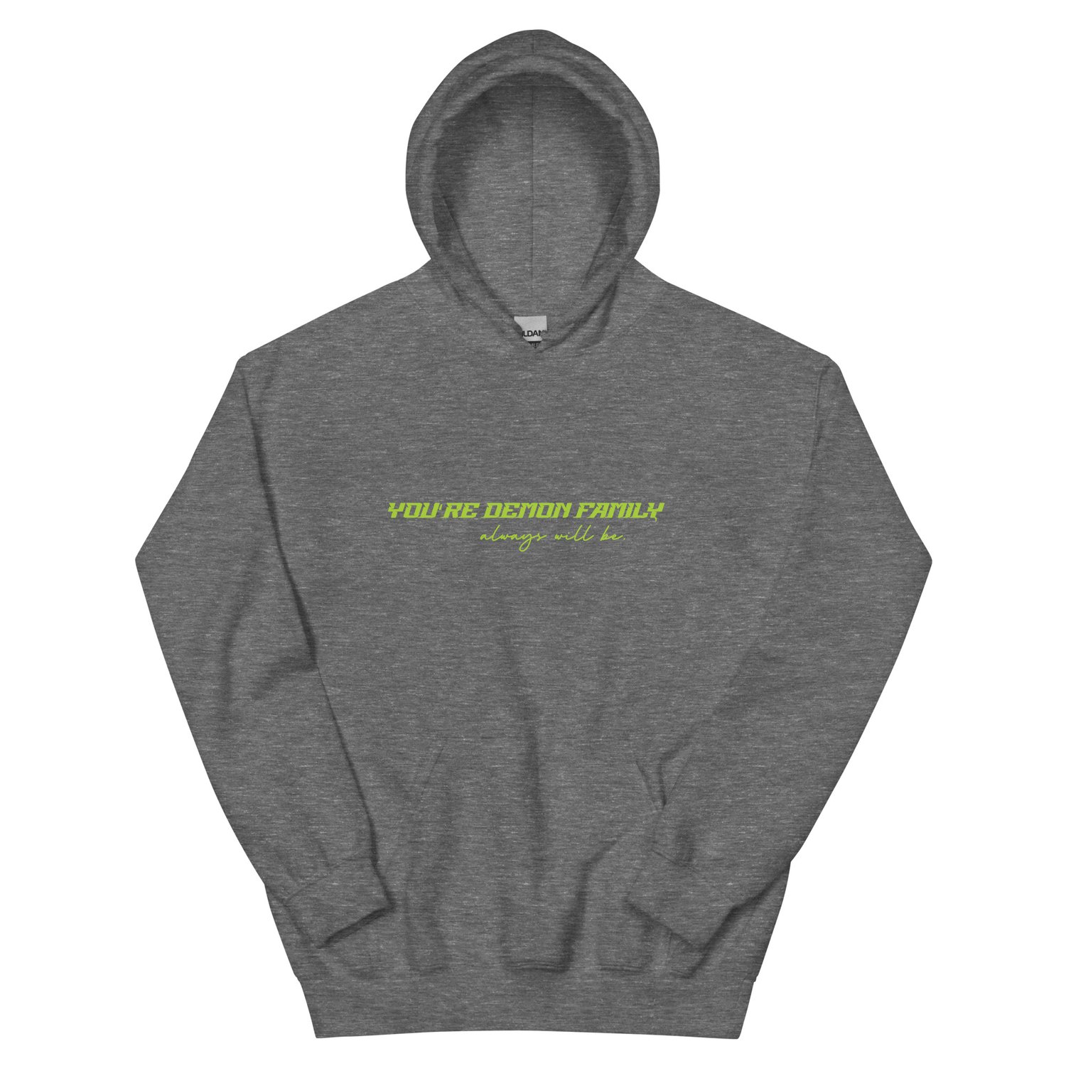 Image of Officially licensed demon family green with back design Unisex Hoodie