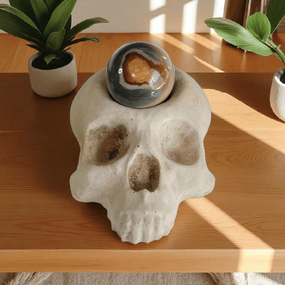 Image of Old Bones Cement Skull Planter