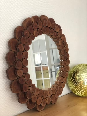 Miroir Ancien Rondelles de bois