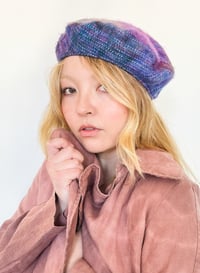 Image 1 of Faux Mohair Linen Lined Beret 