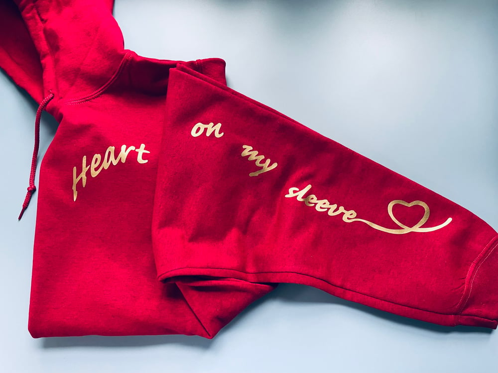 Heart on my sleeve scroll hoodie - adult