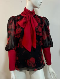 Image 1 of Dark roses tie neck top