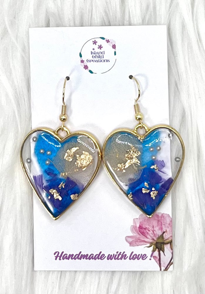 Image of BLUE OCEAN FLORAL DANGLES