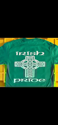 Image 4 of WL Irish Pride Cross on back, 4x6 boxing on front Left-green tee Sizes Small thru 3X
