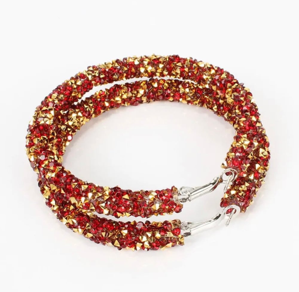 Image of Lady Fashion Ethnic Style Round Rhinestone ArtificialGemstones Earrings