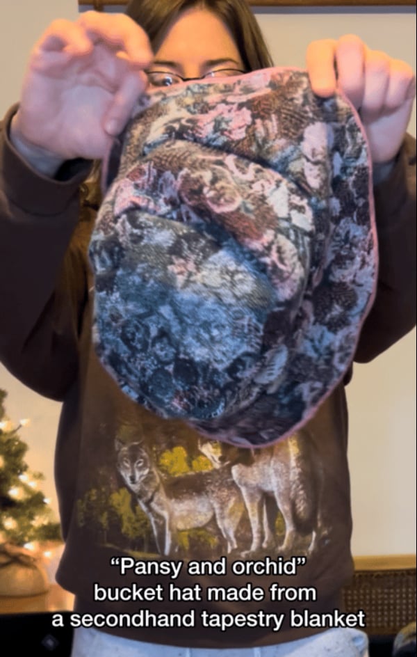 “Pansy and Orchid” Tapestry Blanket Bucket Hat