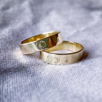 Image 1 of Celestial 9ct Gold Wedding Rings Crescent Moon & Sun Rings