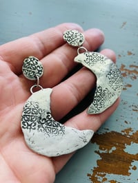 Image 3 of large sterling silver Crescent Moon Earrings