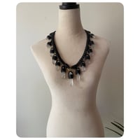 Image 4 of The Oakley Necklace - Solid Brass Clear Quartz and Black Leather