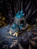 Blue Aura Quartz & Carborundum - Bobcat Skull