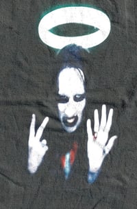 Image 2 of Vtg 1990s Marilyn Manson Middle Fingers Tultex T-Shirt Size (M)