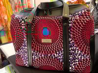 Image 2 of Kimani Weekender Bag Ankara Red Black Circles