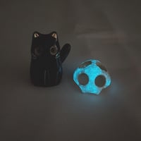 Image 8 of Glow In Dark Black Cat With Skull Mask ceramic Figurine