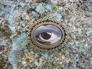 Image of Antique Memento Mori Style Large Eye BROOCH PIN - From the OMARINA Heirloom Collection