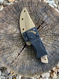 Image 3 of Damascus knife with bone handle. 