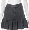 Black denim skirt pleat