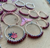 Image 2 of Garnet Wire Weaved Hoops