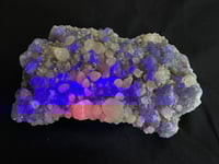 Image 4 of Green Fluorite On Druzy Quartz With UV Dog Tooth Calcite #1965