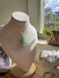 Image 4 of Green Aventurine Silver  Moon Necklace 